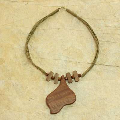 Wood pendant necklace, Endless Love