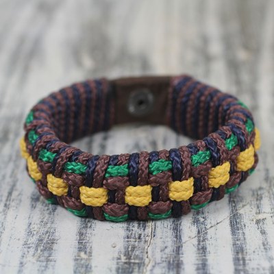 Mens wristband bracelet, Brown Ananse Web