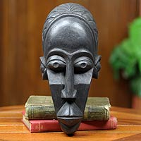 African wood mask, 'Agya Kofi' - African Mask Hand Carved Sese Wood from Ghana