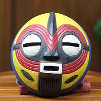 African wood mask, 'Joy' - Original African Mask Crafted by Hand