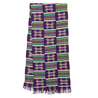 Cotton blend kente cloth scarf Purple Makomaso Adeae 15 inch width Ghana