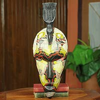 African mask, 'Sankofa Bird' - Bird Theme Folk Art African Mask