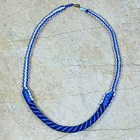 Braided necklace Ashanti Muse in Light Blue Ghana