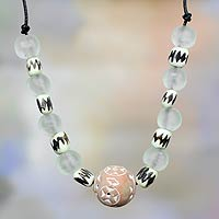 Recycled glass and ceramic beaded necklace, 'African Accents' - Recycled necklace from West Africa
