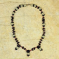 Recycled glass beaded necklace,