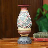 Wood beaded vase Adepa II Ghana