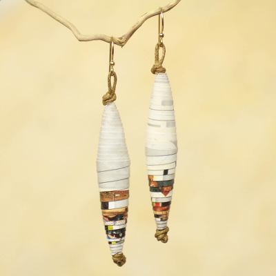Recycled paper dangle earrings, Festival