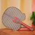 Cotton fan, 'Ashanti Royal Mask in Red' - Hand Crafted African Ashanti Fan with Cotton and Wood thumbail