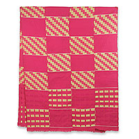 Cotton blend kente shawl The Heart s Desire 4 strips Ghana