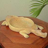Wood decorative tray African Crocodile Ghana