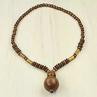 Wood beaded necklace,