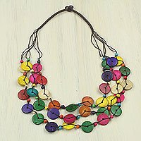 Beaded coconut shell necklace,