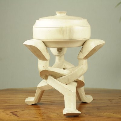 Decorative wood vessel and pedestal, Aware Kabon