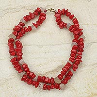 Agate beaded necklace, 'Red Velvet' - Red Agate Handcrafted African Beaded Necklace