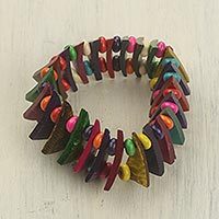 Wood and coconut shell stretch bracelet,