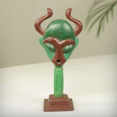 African wood mask sculpture, Konkomba Horn Mask II