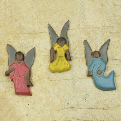 Wood ornaments, Peace Be On Earth (set of 3)