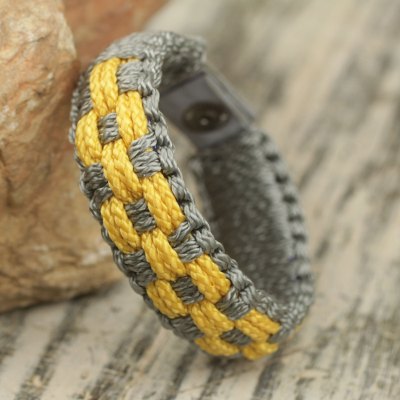 Mens wristband bracelet, Silver and Gold
