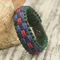 Men's wristband bracelet, 'Sincerity' - African Multicolored Men's Cord Wristband Bracelet