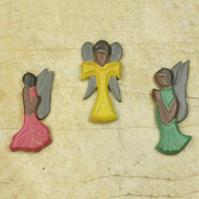 Wood ornaments, Angelic Praise (set of 3)
