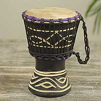 Wood mini djembe drum Little Black Ghana