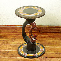 Wood accent table, 'Parent and Child' - Parent and Child African Handcrafted Wood Accent Table