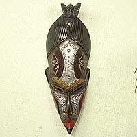 African wood mask, 'The Earth is Potent' - Artisan Carved Authentic African Mask from Ghana
