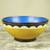 Wood decorative bowl, 'Village Color' - Handcrafted Yellow and Blue Wood Bowl from Africa thumbail