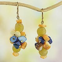 Agate beaded earrings,