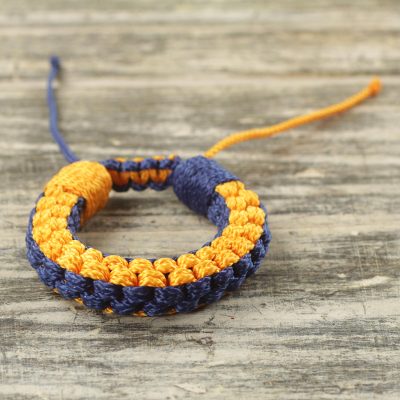 Mens wristband bracelet, Awindazi Golden Blue