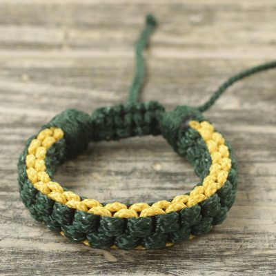 Mens wristband bracelet, Awindazi Golden Green