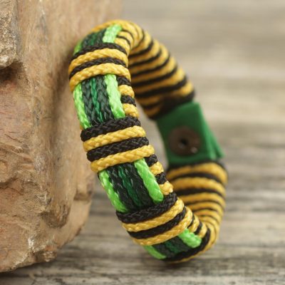 Mens wristband bracelet, Kente Bumble Bee