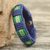Men's wristband bracelet, 'Kente Tides' - Kente Themed Artisan Crafted Men's Blue Wristband Bracelet thumbail