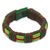 Men's wristband bracelet, 'Festive Kente' - Men's Hand Crafted Cord Wristband Bracelet Wine Green Yellow (image 2a) thumbail