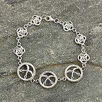 Sterling silver link bracelet,