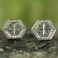 Sterling silver button earrings,