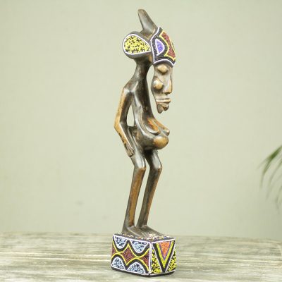 Beaded wood fertility sculpture, Senufo Spiritual Mother