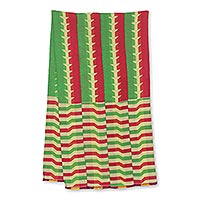 Cotton blend kente cloth scarf Obasima 18 inch width Ghana
