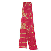 Cotton blend kente cloth scarf, 'Princess' (6 inch width) - Hand Loomed African Kente Scarf in Pink (6 Inch Width)
