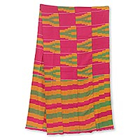 Cotton blend kente cloth scarf Ahoufe 16 inch width Ghana