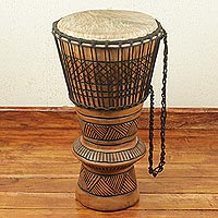 Wood bougarabou drum Pillar of Rhythm Ghana