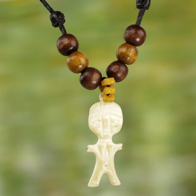 Wood and bone pendant necklace, Entranced