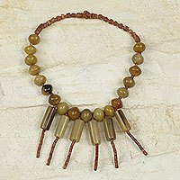 Bauxite and bull horn waterfall necklace,
