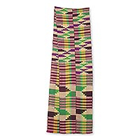 Cotton blend kente cloth scarf Edwene Asa 9 inch width Ghana