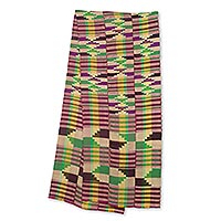 Cotton blend kente cloth scarf Edwene Asa 14 inch width Ghana