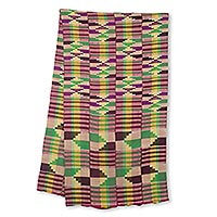 Cotton blend kente cloth scarf Edwene Asa 18 inch width Ghana