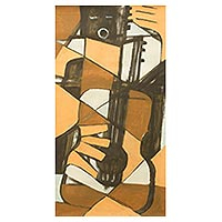 'Strings and Harmonies' - Ghana Modern Music Theme Cubist Painting