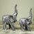 Wood sculptures, 'Modern Black Elephants' (pair) - Distressed Wood Elephant Sculptures from Africa (Pair) thumbail
