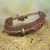 Men's leather bracelet, 'Twist and Shout in Tan' - Artisan Crafted Tan Leather and Brass Bracelet for Men thumbail