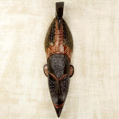 African wood mask, Sankofa Invitation